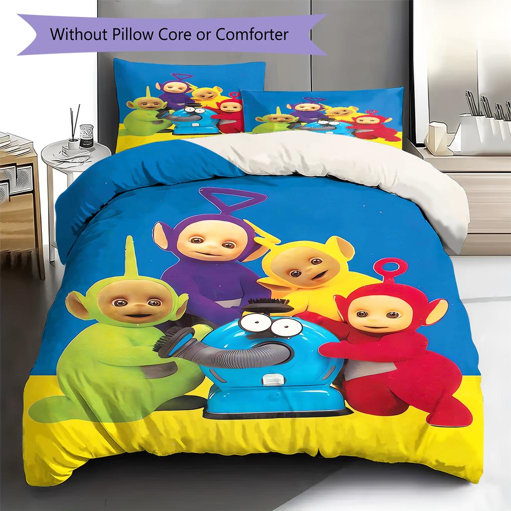 Set Copripiumino Trapuntato con Fantasia Teletubbies Federa Decorazione per la Casa Regalo (1 * copripiumino + 2 * federa, senza nucleo)