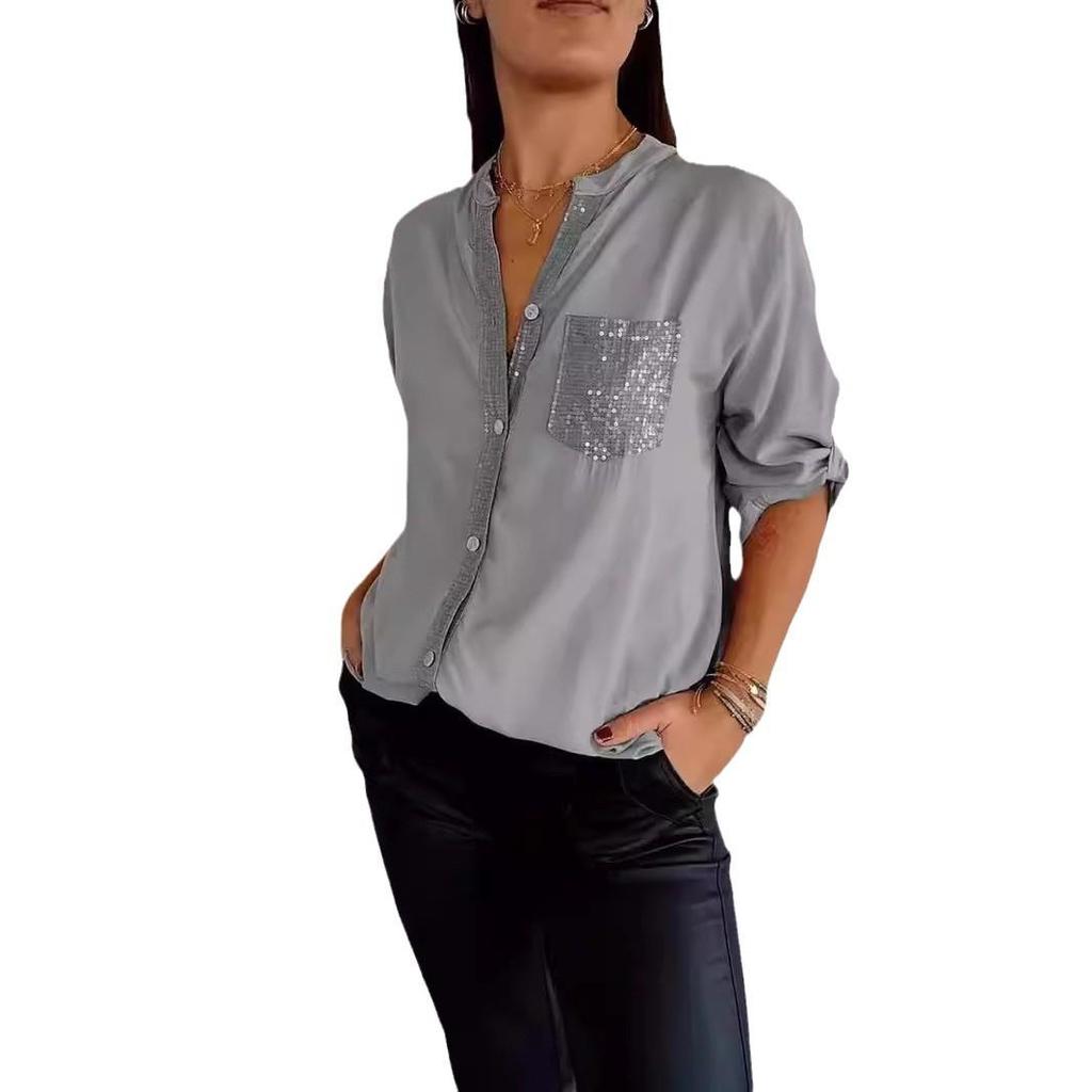 2025 Spring/Summer European & American Loose Casual Commuting Fashion Drill Shirt for Women