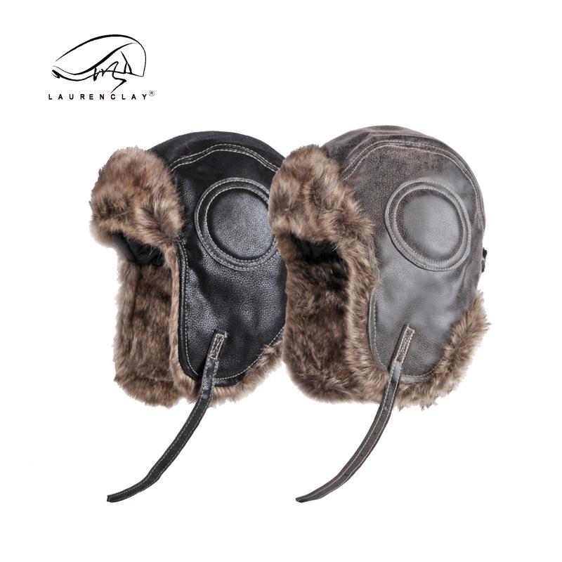 Northeast hat men's autumn and winter Lei Feng hat imitation leather outdoor windproof riding hat women's ear protectors warm pilot hat