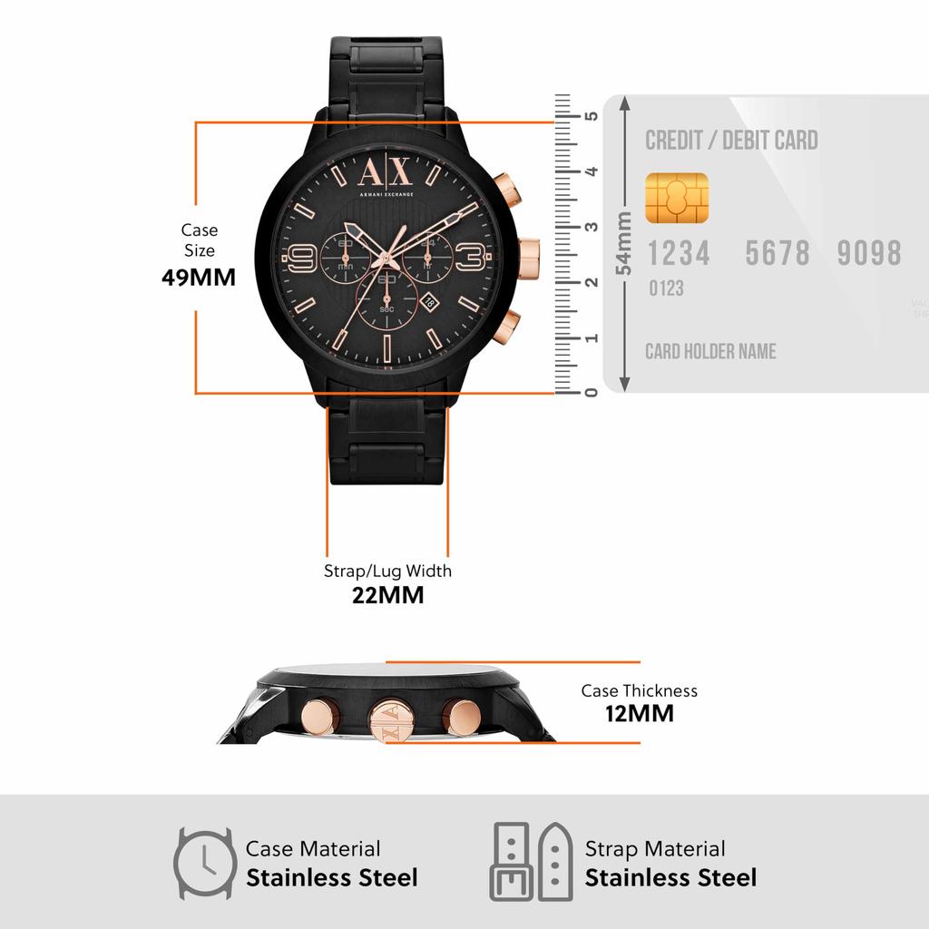 Armani Exchange Analog Stainless Steel Watch AX1350 Men's