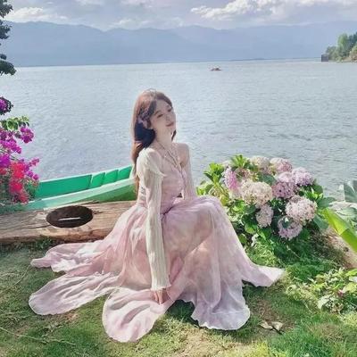 French Floral Spaghetti Strap Irregular Beach Dress - Summer Fairy Style Vacation Wear