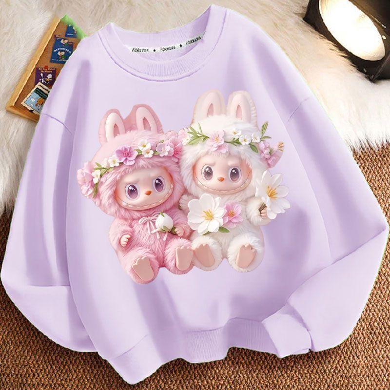 Spring and Autumn Boys' and Girls'  Fashionable Round-neck Hoodie, Children's Long-sleeved Loose Hoodie Jacket