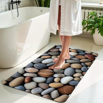 1PC Pebble Pattern Kitchen Rug Non-Slip Door Mats Pop Design Bathroom Rug Bath Mat Carpet for Home Sink Laundry Decor