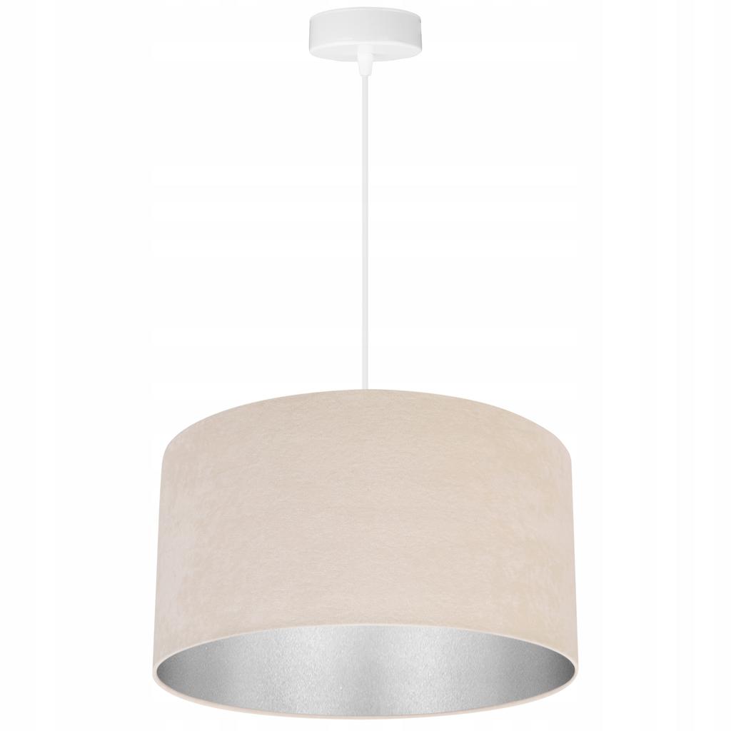 Hanging Lamp, Ceiling Chandelier, Chrome, Velvet Lampshade