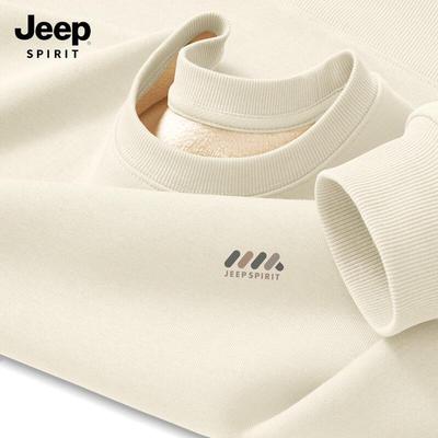 JEEP SPIRIT Men's Fleece-Lined Round Neck Sweatshirt