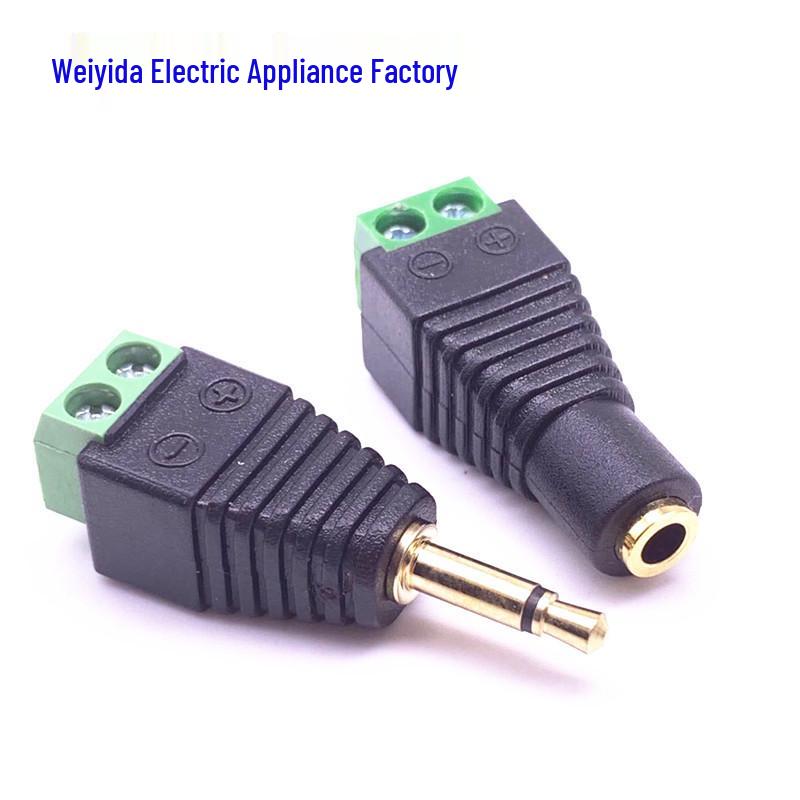 3.5mm Mono Power Copper Terminal: Small, Dual-Core, Female Green Plug for Headphones