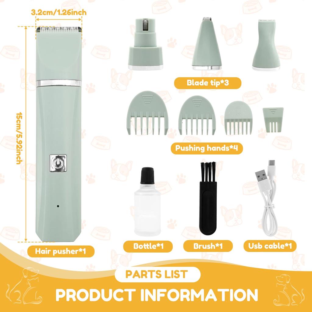 Professional Dog Hair Clipper Rechargeable Electrical Pet Grooming Trimmer Low Noise Dog Cat Hair Clipper Two Speed
