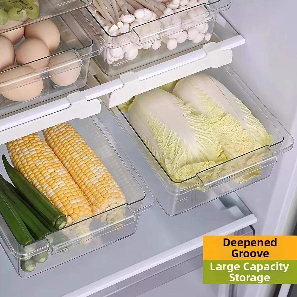 Sliding Kitchen Storage Box Stackable Fruit Preservation Organizer  Kitchen