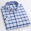 Cămașă bărbătească Oxford din bumbac de înaltă calitate, cu mânecă scurtă, pentru confort de vară, respirabilă, clasică, culoare uni, carouri, business, casual