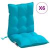 VidaXL Set of 6 Low Back Chair Cushions, Waterproof Seat Pad, Non-slip Outdoor Cushion Garden 377736