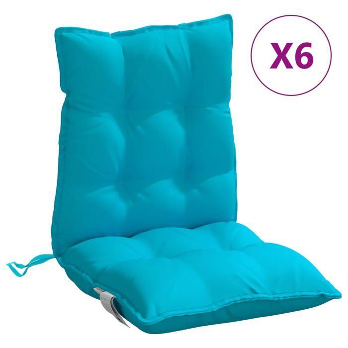 VidaXL Lot de 6 Coussins de Chaise à Dossier Bas, Galette de Siège Imperméable, Coussin d'Extérieur Anti-glissement Jardin 377736