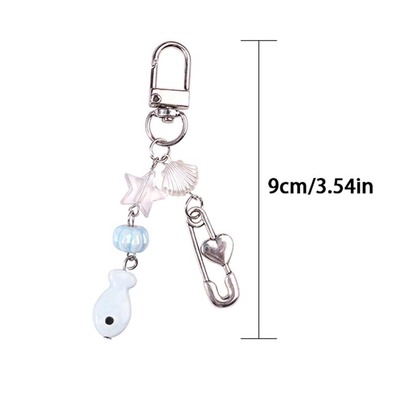 Simple Creative Fish Shells Beaded Phone Straps Lanyard For Women Girls Funny Cute Keychain Bag Pendant Decoration Gifts