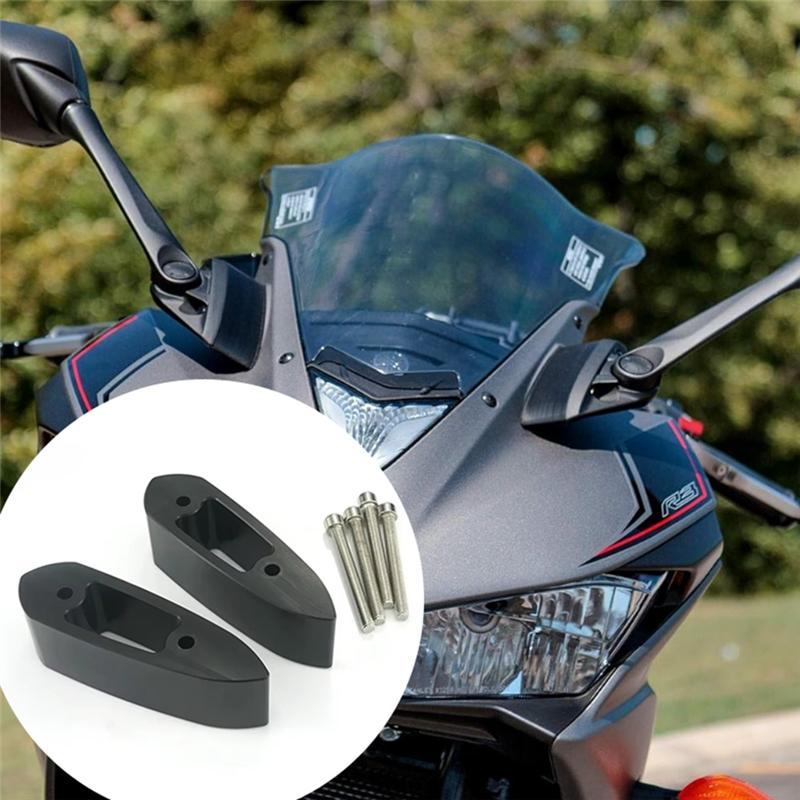 ABLZ-Mirror Spacers Extenders Holders Mounts Riser Extensions For YZF-R3 R25 YZF-R3 YZF-R25 2014-2018 Motorcycle Mirrors