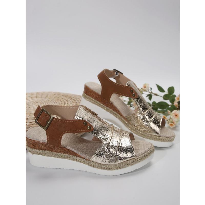 Large Size Wedge Heel Sandals Women's Summer Post-trip Strap Open-toed Sandals Women's Snout Sandals