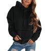 Women's Fashion Solid Color Hooded Drawstring  Long Sleeve Loose Pullover Sweatshirt Top