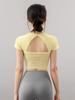 New Fitness Yoga Top with Chest Pads, Short Sleeves, Beautiful Back Design, Breathable, Quick-Dry, Slimming, Suitable for Pilates and Running, Autumn