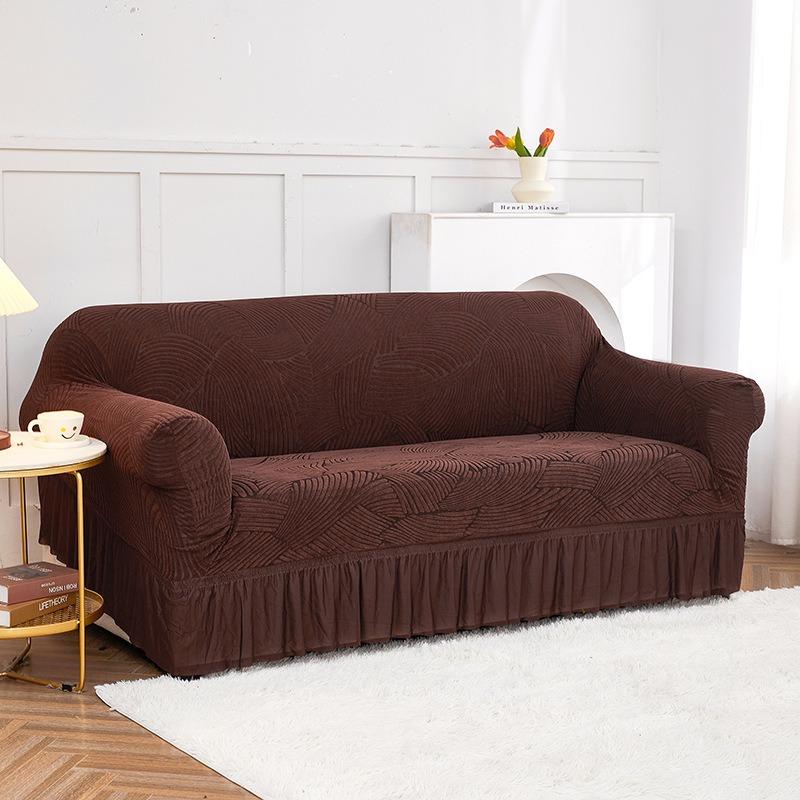 Premium 1pc Stretchy Sea Wave Sofa Slipcover - Non-Slip Four Seasons Universal Furniture Protector with Couch Cover Function for Bedroom