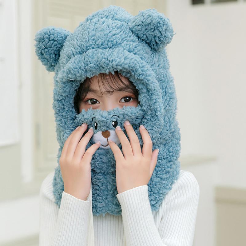 3-9Y Cartoon Hat for Girls Boys Scarf Thicken Cap Winter Hat for Kids Newborn Baby Stuff Children Hat Plus Fleece Kids Caps