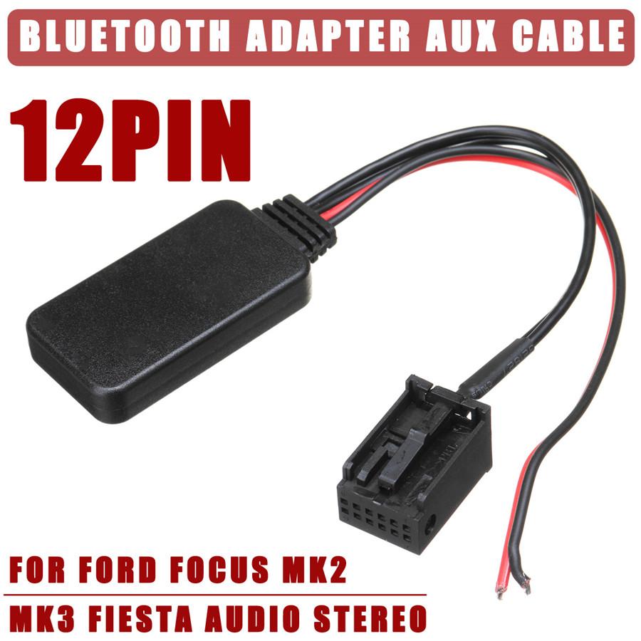 12V 12 Pin Car Bluetooth Adapter AUX Cable For Ford Focus MK2 C-MAX Mondeo MK3
