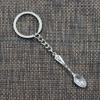 New Fashion Men 30mm Keychain DIY Metal Holder Chain Vintage Pattern Spoon 48x10mm Silver Color Pendant Gift