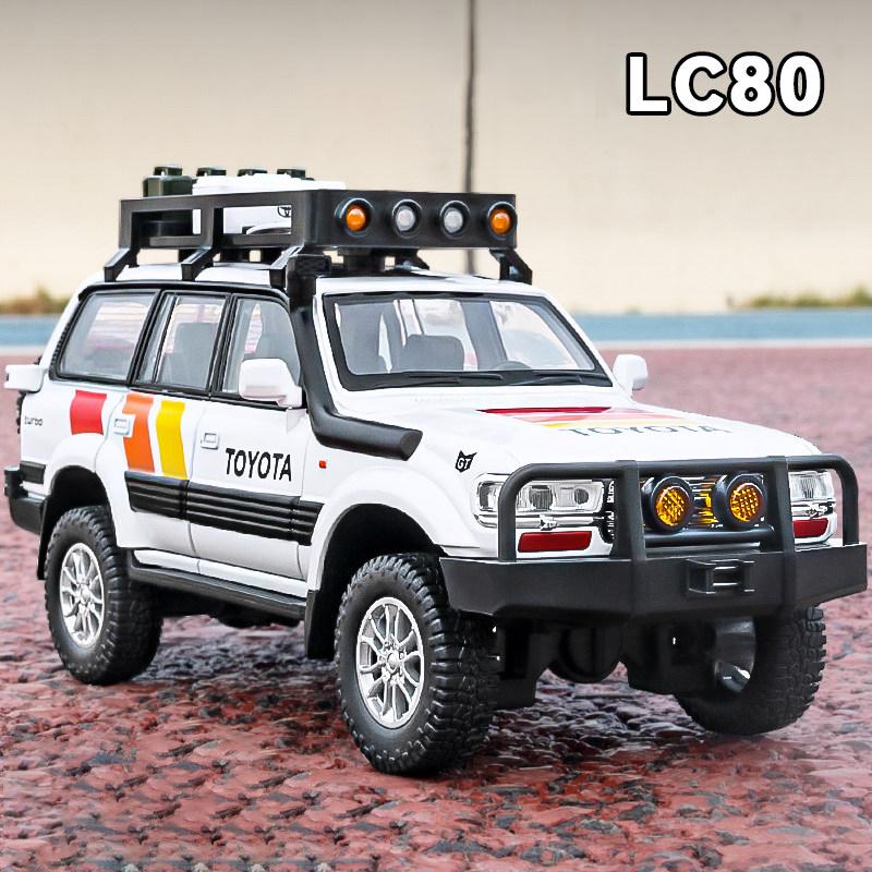 1/24 Toyota Land Cruiser LC80 SUV Alloy Die Cast Toy Car Model Sound and Light Children's Toy Collectibles Birthday Gift