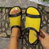 Fashion Hook and Loop Fastener Mesh Beach Sandals Round Head Breathable Rubber Flat Bottom Slippers Open Toe Casual Women's Shoes