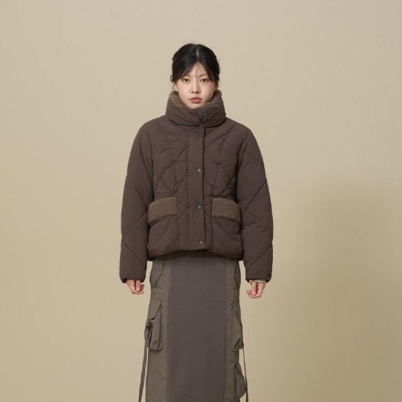 W Teddy Diamond Quilting Puffer  broWn 
