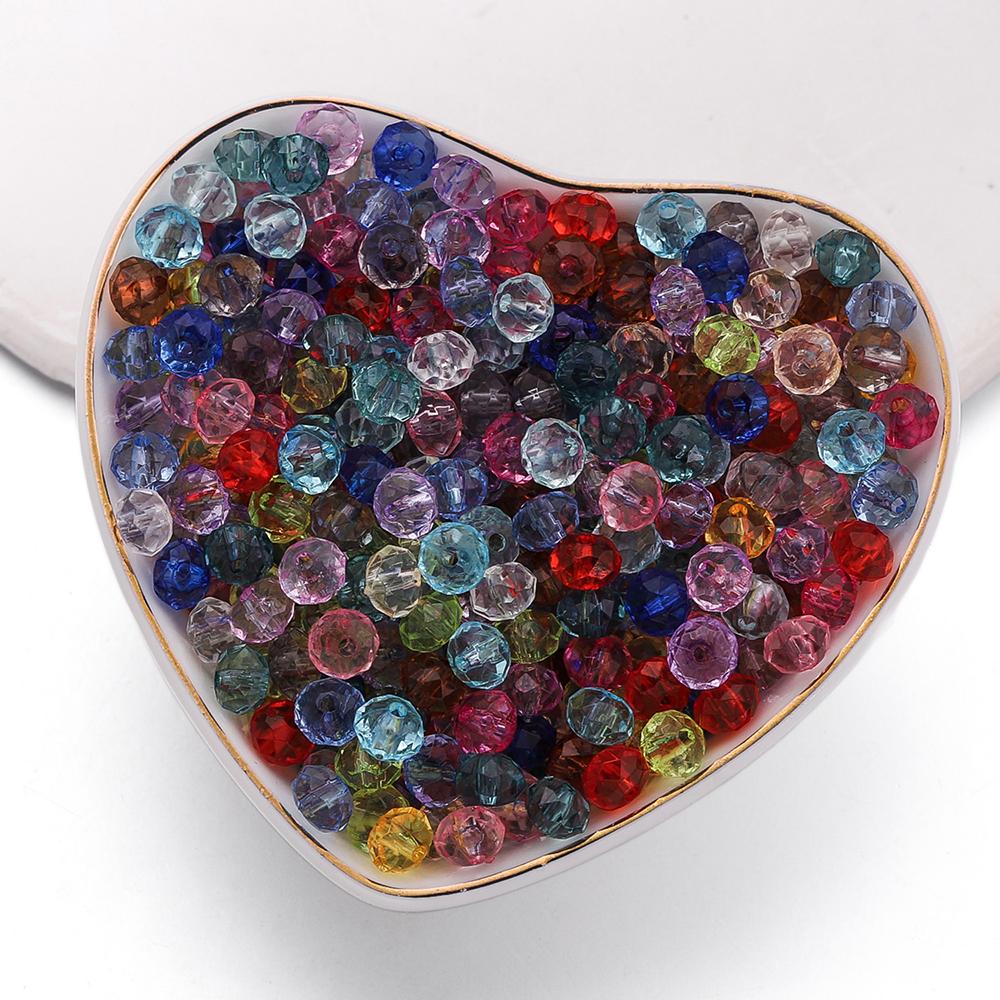 100pcs/Lots 6mm Acrylic Flat Round Shaped Beads Clear Faceted Spacer Beads for DIY Earrings Bracelets Jewelry Making Supplies