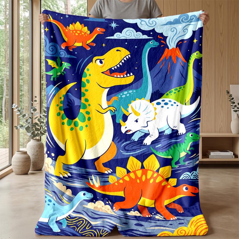 Cyberpunk Dinosaur Pattern Blanket Personalized Name Flannel Blanket Soft Cozy Plush Throw for Sofa Bed Lightweight Home Decor