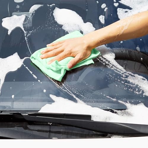 Basic Microfiber Cleaning Cloths, Multi-Purpose, for Cleaning, Car Washing, and Mopping, 36-Count (40 X 30 Cm), Green, Gray, and Pink
