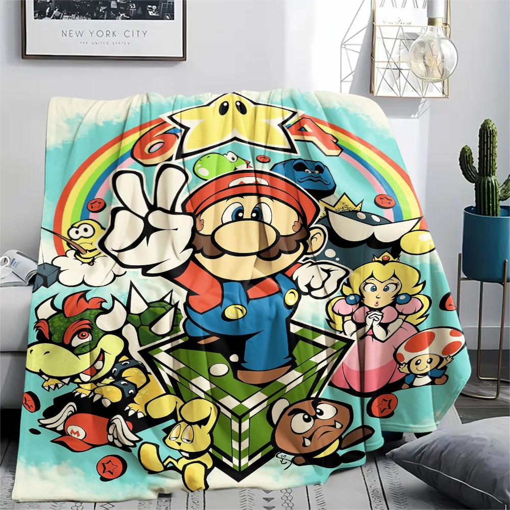 Mario Retro Comic pattern Flannel Blanket, High quality Comfortable for All Seasons, Home Decor, Warmth and Comfort, Perfect for Gifts. 80cm x 120cm