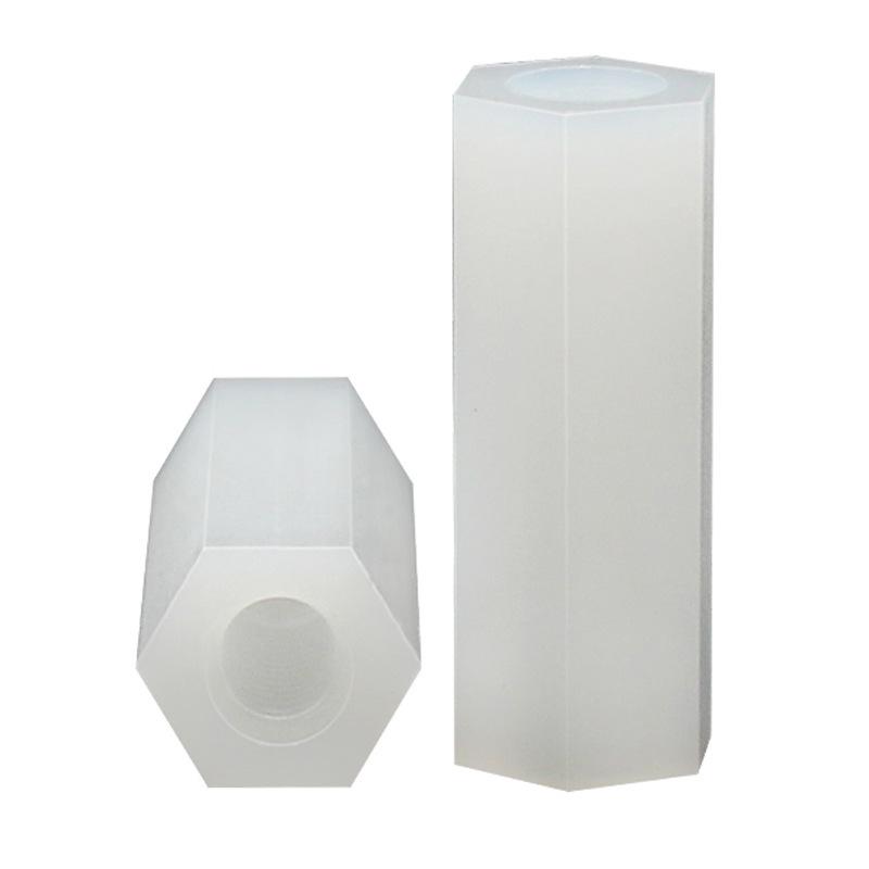 Black & White M2 Nylon Hexagonal Double-Through Standoff Spacer for PC Board Support