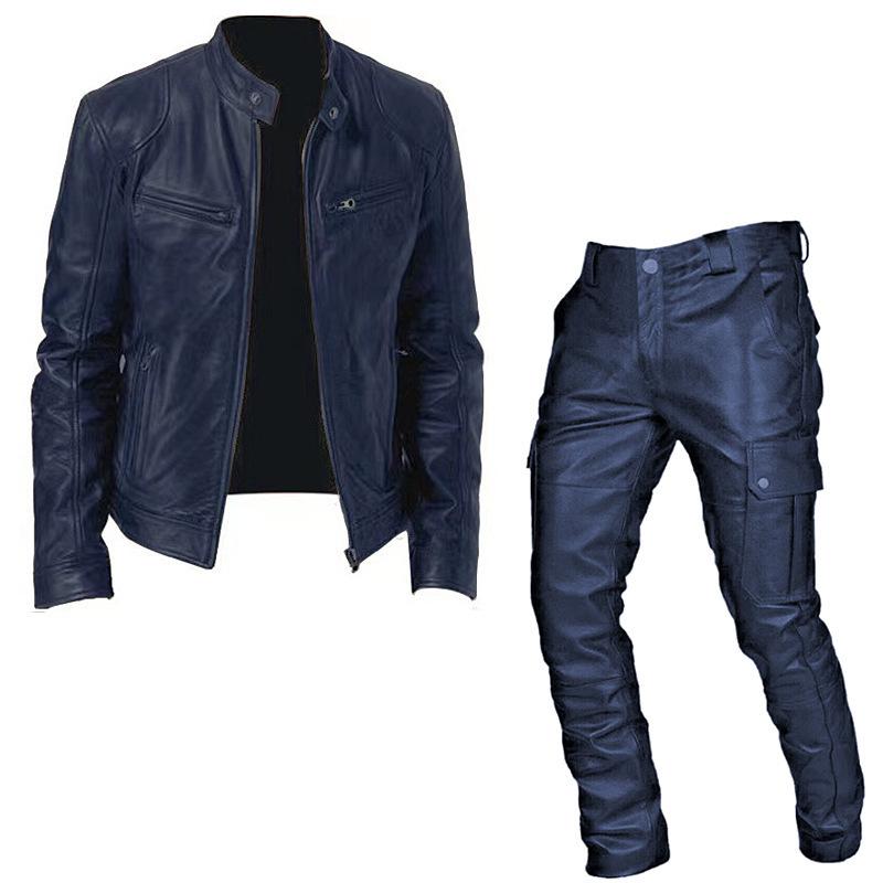 Men's PU Leather Medieval Cosplay Jacket & Pants Set (Autumn/Winter)