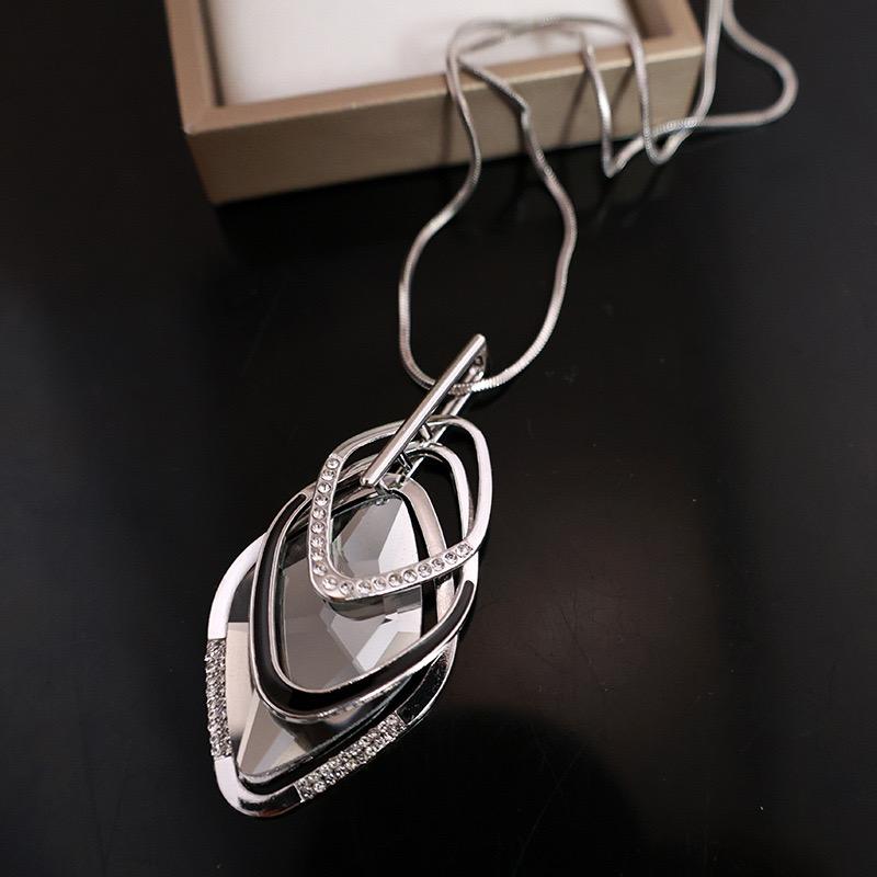 Statement Geometric Crystal Necklaces Pendant For Women Sweater Chain Choker Collier Femme Fashion Long Necklace Femme Collar Jewelry