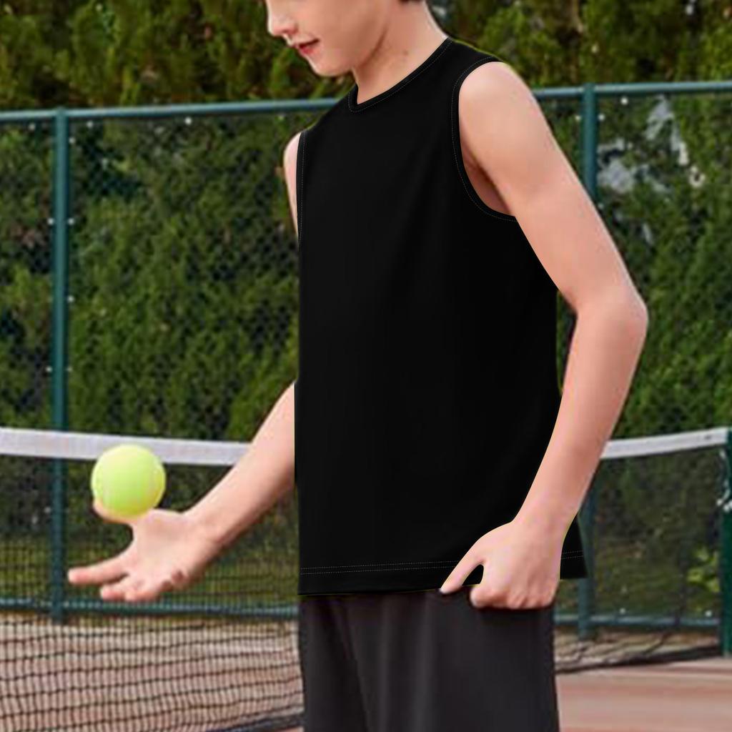 Ärmelloses Rundhals-Tanktop für Jungen Klassische Passform Jugend Basic Einfarbig Unterhemd Weiches Baumwollmaterial Bequem zu tragen