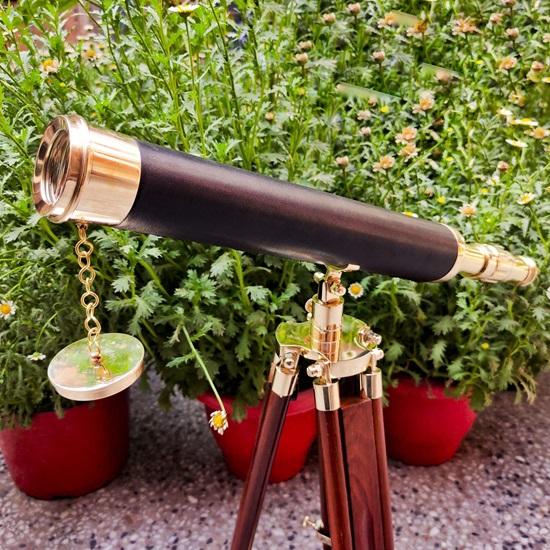 Marine Telescope,  Telescope On Tripod, Marine Telescope with Leather Stitching, Office Desk Decor