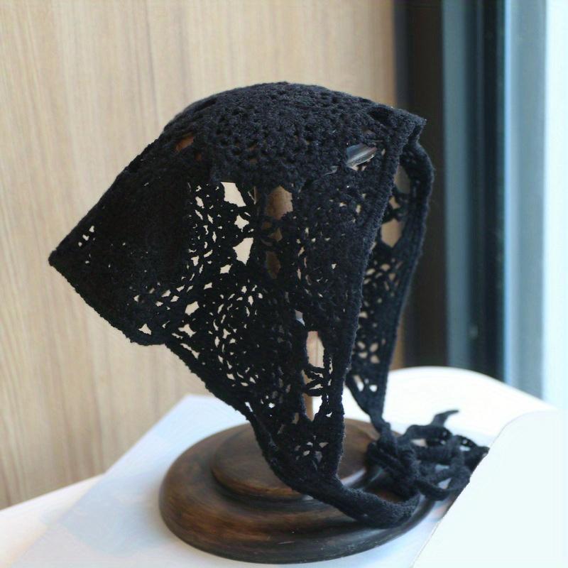 1PC Retro Hollow Crochet Flower Triangle Scarf Knitted Hairband Lace Flower Headband Hair Accessories For Women