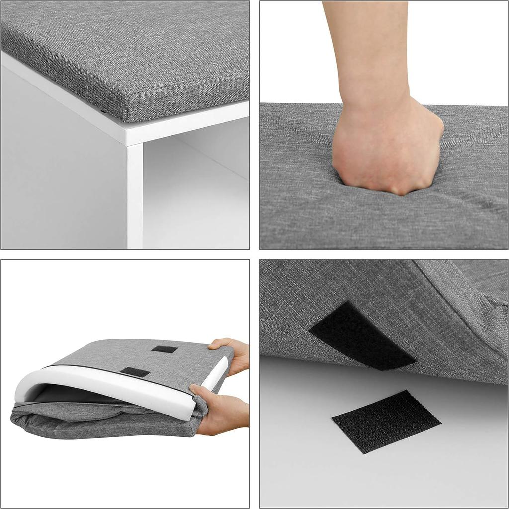 VASAGLE Shoe Bench, Storage Bench with 2 Open and 1 Closed Compartments, Shoe Shelf, Padded Seat, for Entryway, Living Room, Bedroom