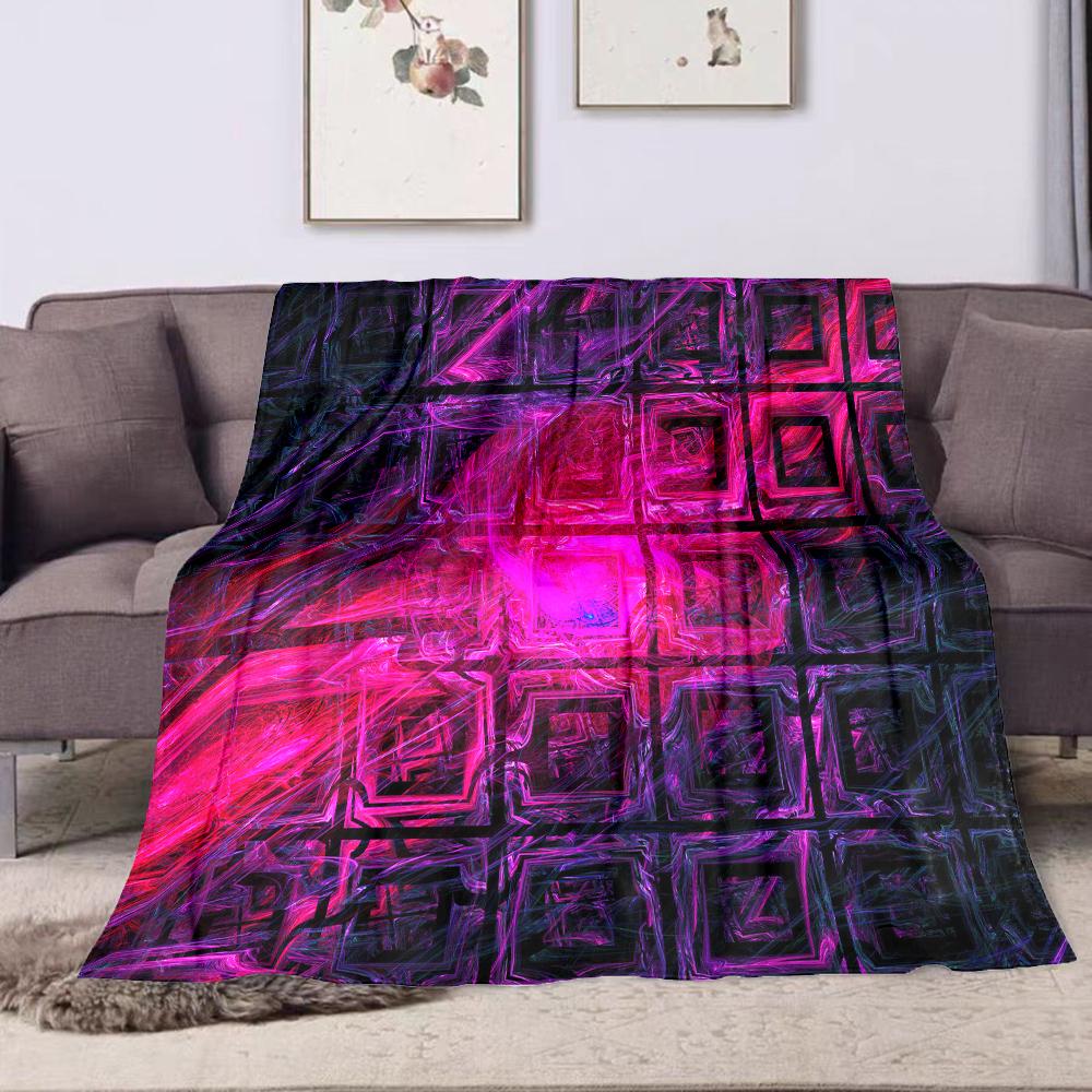 Neon Abstract Geometric Pattern Patterned flannel blanket perfect for the bedroom living room, sofa, or a little nap