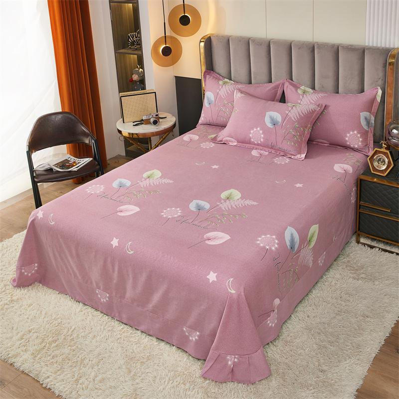 White Flower Printed Bed Sheet Set Simple Pink Cotton bedspread Thickened Bedding Set Luxury Soft Flat Sheet with Pillowcases