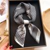 71Cm Travel Thousand Bird Grid Headscarf 71 Square Scarf Silk Scarf X Temperament Scarf Picture Color Matching Simulation Silk Women's Shawl Scarf
