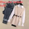 Autumn Increased Size Korean Popular Chiffon Shirt Knitted Sweater Jeans Three Piece Elegant Women's Pants Set Tracksuit