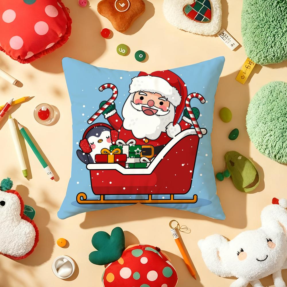 Christmas Tree Santa Pillow Case Plush Fabric Soft DoubleSided Printed Sofa Warm Winter Home Gift Cushion Cover