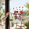 Mexican Skeleton Decals for Glass Halloween Cartoon Couple Window Stickers, Waterproof PVC Day of The Dead Static Decals, Traditional Style