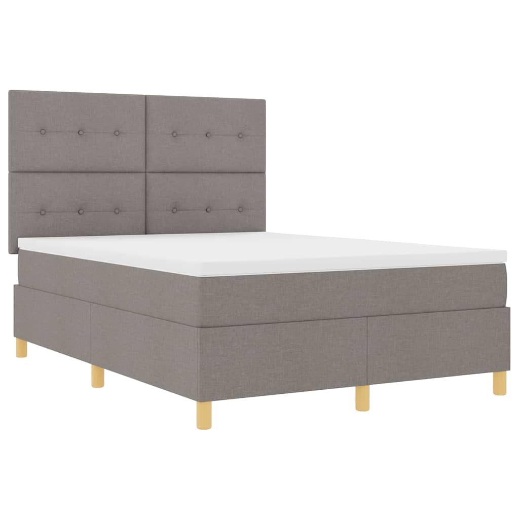 Box Spring Bed with Mattress Taupe 140 x 200 cm Fabric