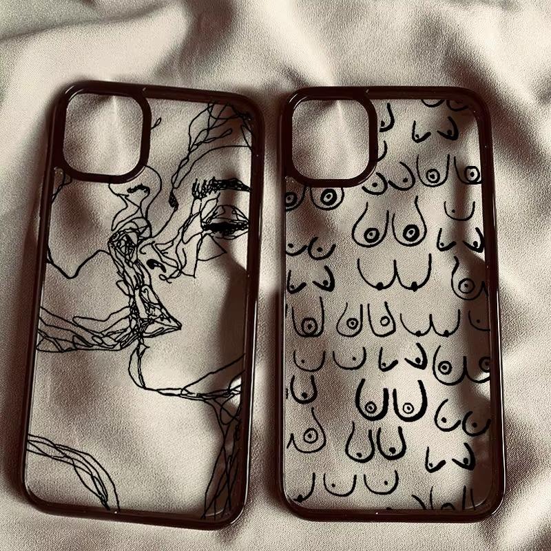 Aesthetic Cases For iPhone 14 Cases For Iphone 16 11 13 Pro Max 12 Pro XR 7 8 SE X Xs Plus 13 Mini Boobs Art Print TPU Funda