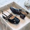Girls' Princess High Heels2026New Performance Dress Retro Square-toed Shallow Buckle Strap Open-back Mary Jane Shoes