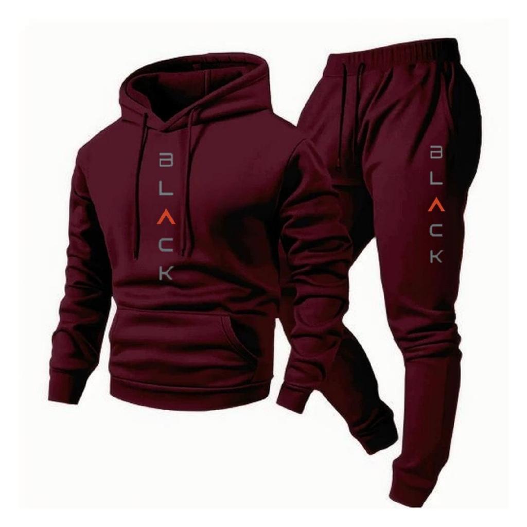 Conjunto de Sudadera Casual para Hombre de Color Sólido con Estampado de Letras, Conjunto de Dos Piezas de Sudadera con Capucha y Cordón y Pantalón de Chándal de Forro Polar para Hombre