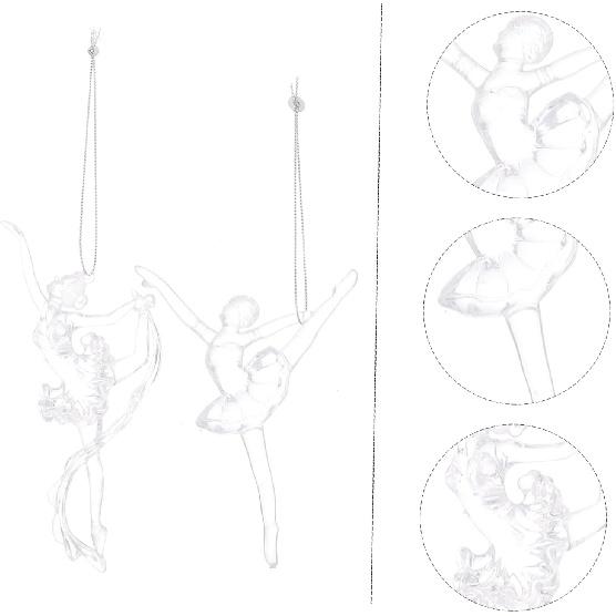 ARTIBETTER 2pcs Christmas Ornaments Acrylic Hanging Ornaments Xmas Hanging Pendant Christmas Tags Plush Ballet Necklace Dolls for Girls Acrylic Skirt