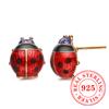 Unique Seven-spotted Ladybug Stud Earrings Cute  Sterling Silver Novel Accessories Versatile Party Jewelry for Women